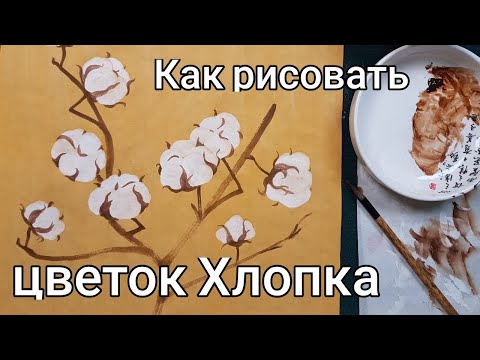 Видео: Как Рисовать Цветок Хлопка | Уроки Рисования в Акварельной Живописи How to draw Cotton flower