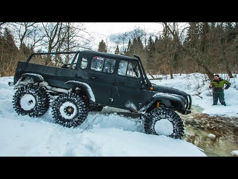 Видео: уаз хантер 6х6 первый тест по снегу (часть 2)