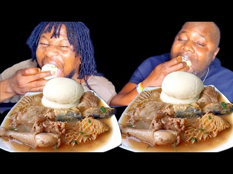 Видео: Асмр Мукбанг и Фуфу с ассорти из мяса и рыбы. Челлендж на скорость поедания