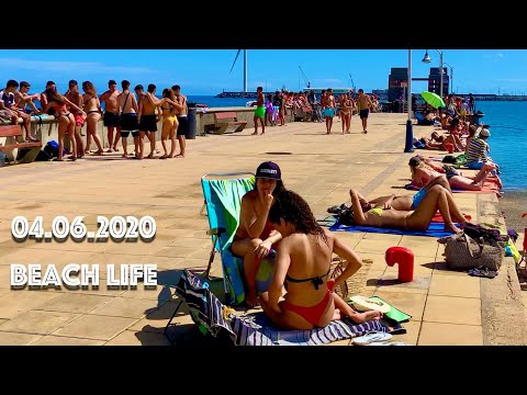 Видео: Гран-Канария 04.06.20 в Плайя-де-Аринага, полный пляжной жизни 🏖