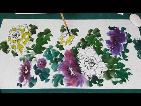 Видео: Как рисовать Пионы видео урок How to draw Peony tutorial 모란 그림 그리기