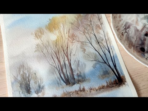 Видео: Весна. Рассвет акварелью.