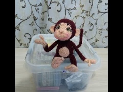 Видео: #иринакистаева Обезьянка крючком//МК часть 1//Ухо. Брюшко. Хвост. Стопа// Автор И. Кистаева.