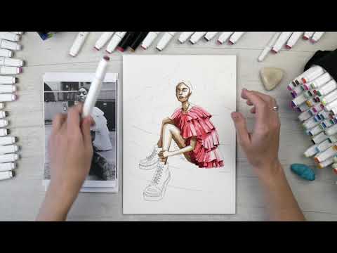 Видео: Як намалювати | Вчимося малювати маркерами фешн-скетчі | Fashion Sketching | Touch Five