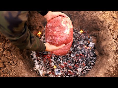 Видео: МЯСО 5КГ ОДНИМ БОЛЬШИМ КУСКОМ ЗАПЕЧЕННОЕ В ЗЕМЛЕ