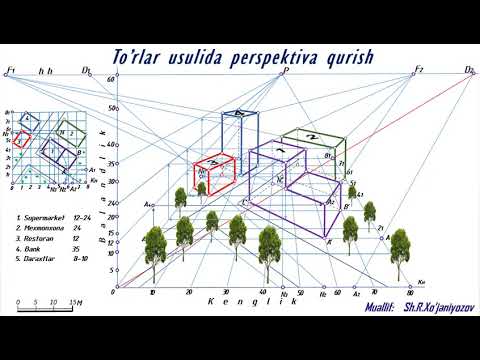 Видео: To‘rlar usulida perspektiva qurish. Построение перспективы с помощью сетки.