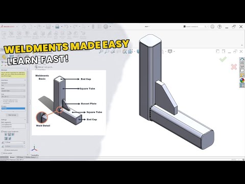 Видео: Сварные конструкции для начинающих в SOLIDWORKS | Рама из квадратной трубы
