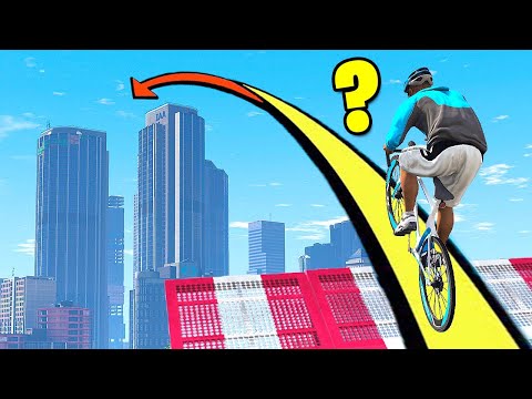 Видео: Можно ли НА ВЕЛОСИПЕДЕ ПЕРЕПРЫГНУТЬ ГОРОД?! - GTA 5 Эксперименты (Моды ГТА 5)