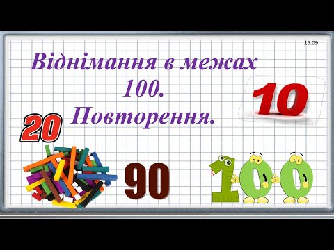 Видео: Віднімання в межах 100.  Повторення.
