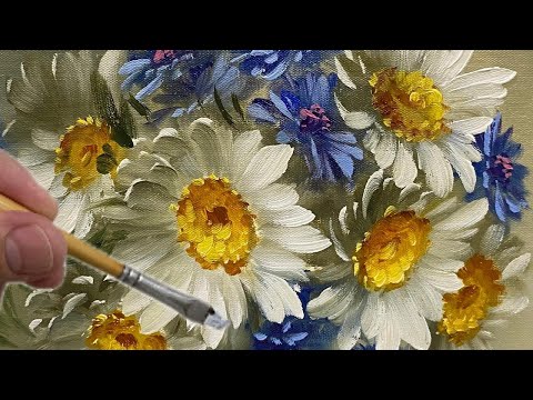 Видео: Рисуем белые ромашки / Пошаговая живопись / Живопись для начинающих и художников