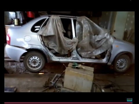 Видео: Лада-Калинка замена порога и арки заднего крыла ч.1