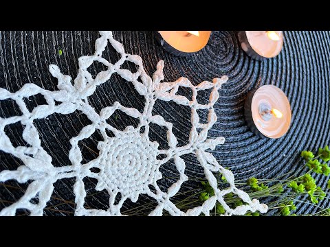 Видео: Снежинка крючком № 1, новогодний декор на ёлку
