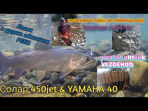 Видео: Трудовая рыбалка на высохшей горной реке / Солар 450jet и Yamaha 40
