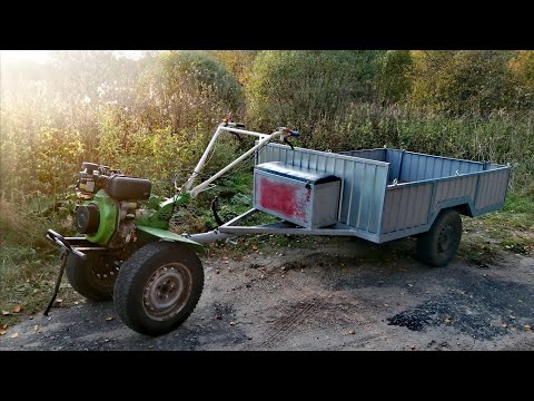 Видео: Дизельный мотоблок Варяг МБ-903 с жигулевскими колесами и самодельным прицепом | Варяг #1