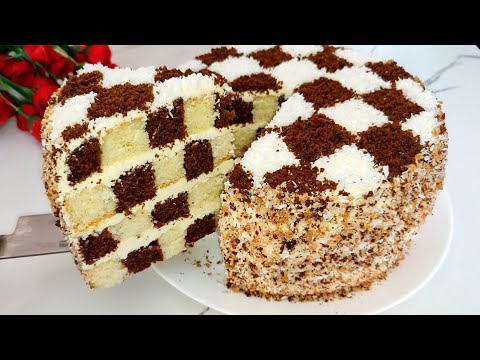 Видео: Торт "Шахматная Доска" Шахматный Торт! Chessboard Cake