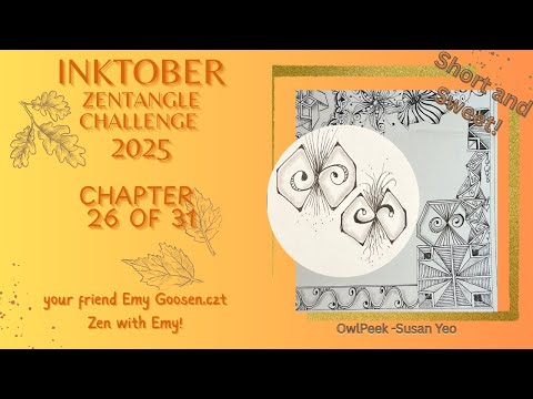 Видео: Inktober Глава 26 | Расслабьтесь и рисуйте OwlPeek – нежный, причудливый узор в технике зентангл