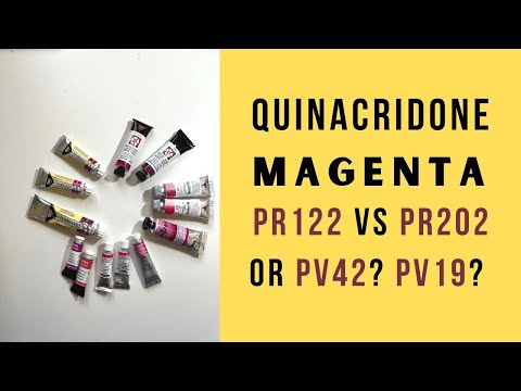 Видео: Акварель «Хинакридон пурпурный», одно название, много пигментов: PR122, PR202, PV42 и PV19.