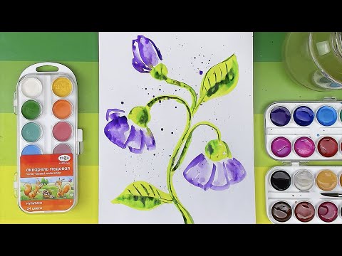 Видео: Как нарисовать ЦВЕТОК красками акварель
