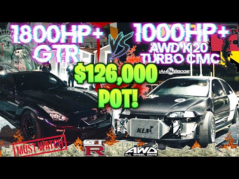 Видео: Построенный GTR против полноприводного CIVIC. Цена 126 000 долларов! 💰💰🔥🔥