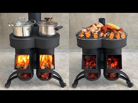 Видео: Как сделать дровяную печь / многофункциональную ракетную печь 3-в-1