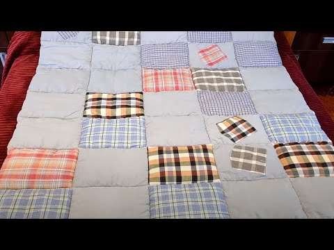 Видео: 2 часть || Одеяло без стёжки из рубашек