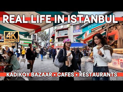 Видео: Пешеходная экскурсия по Стамбулу, Турция, в формате 4K | Базар Кадыкёй — азиатская уличная еда, бары
