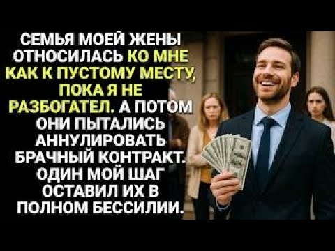 Видео: Семья жены ПРЕЗИРАЛА меня, пока не РАЗБОГАТЕЛ  Хотели УБРАТЬ брачный контракт — ПОЙМАЛ их на ОБМАНЕ