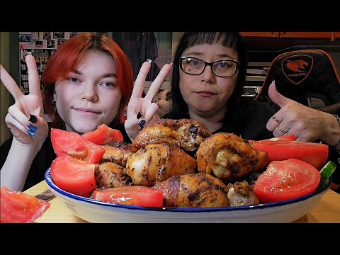 Видео: Мукбанг | Жареная курочка и Пюре | Обжор Асмр 
