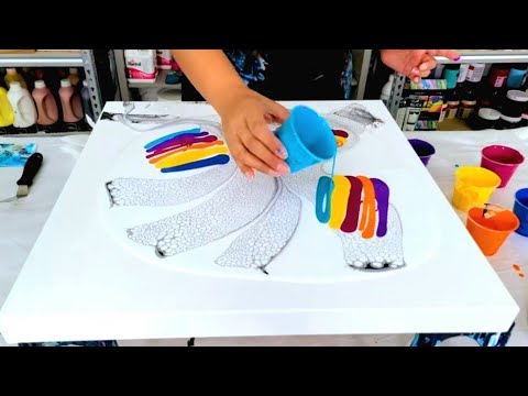 Видео: "Разноцветный хаос" - Техника жидкой живописи - Acrylic Fluid Art