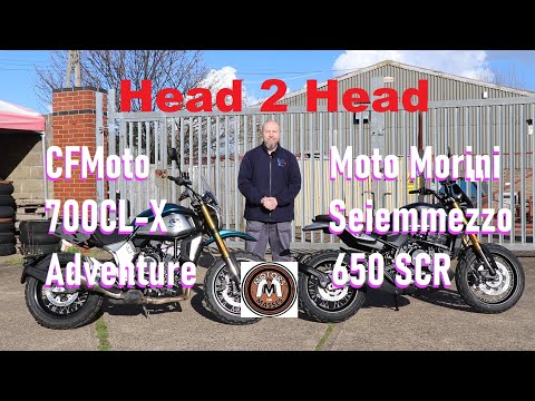 Видео: Голова к голове Moto Morini Seiemmezzo против CFMoto CL-X Adventure