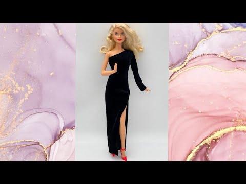 Видео: Evening velvet dress for Barbie/Вечернее бархатное платье для Барби