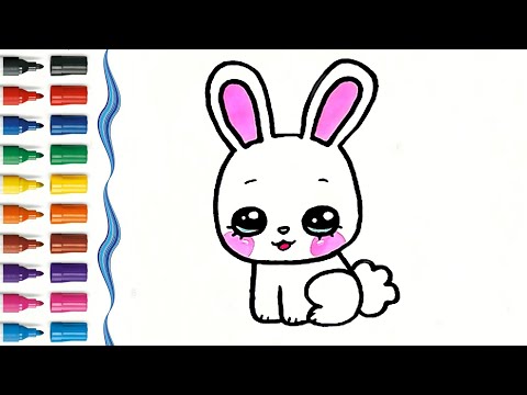 Видео: КАК нарисовать милого ЗАЙЧИКА просто и красиво. Кавайный зайчик. Белый кролик.