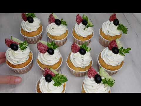 Видео: 💖 Капкейки для Мужчин с очень Вкусным сливочным кремом сыром и салями 💖