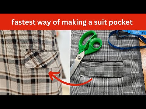 Видео: САМЫЙ ПРОСТОЙ СПОСОБ ИЗГОТОВЛЕНИЯ КАРМАНА ДЛЯ КОСТЮМА С КЛАПАНОМ | этот метод ускорит процесс изг...