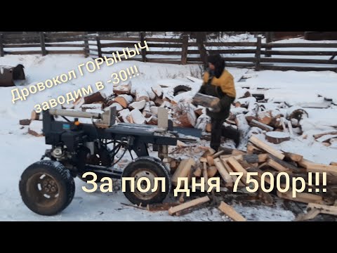 Видео: Дровокол ГОРЫНЫЧ ЗАВОДИМ В -30!!! ЗАГОТОВКА ДРОВ!!!