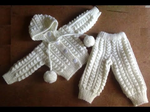 Видео: Белый костюмчик для новорожденного. knitted suit for newborn baby