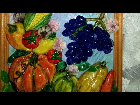 Видео: Панно из солёного теста "Дары осени ". 2 Поделки на осеннюю тему . DIY. Солёное тесто.
