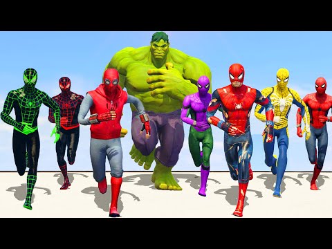 Видео: Человек-паук и Человек-паук Майлз Моралес и Халк против раненого Человека-паука