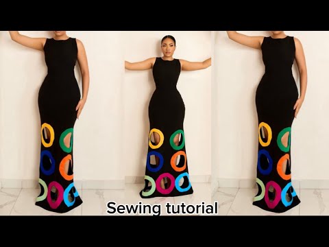 Видео: Как раскроить и сшить это платье А-силуэта с разноцветным узором в виде замочной скважины
