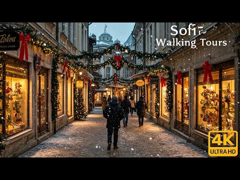 Видео: Рождественская прогулка в 4K по Софии, Болгария | Откройте достопримечательности и праздничные рынки