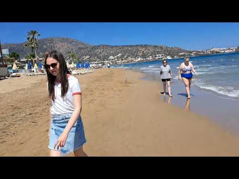 Видео: Крит 27.05.2025 Пляж Сталида. Palm beach hotel Наш отпуск