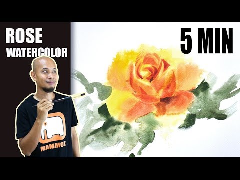 Видео: 5-минутная желтая роза с 1 кистью | акварель Учебник | угловая кисть | Маммоз Рисование и раскраски