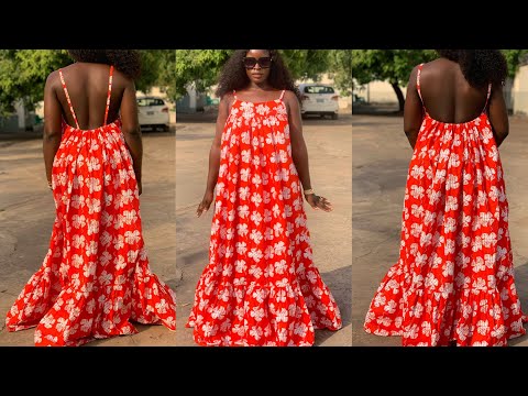 Видео: Как сшить платье макси с открытой спиной. Как сшить многоярусное платье макси для начинающих.