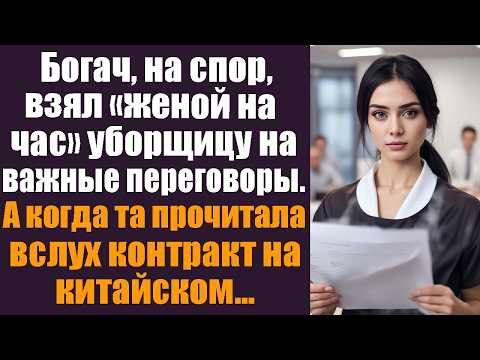 Видео: Богач на спор "взял женой на час" уборщицу на важные переговоры. А когда та прочитала вслух контракт