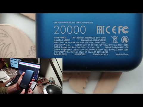 Видео: Повербанк Xiaomi ZMI 10 Pro Power Bank 20000 mAh Type-C Blue для ноутбука +USB HUB распаковка, обзор