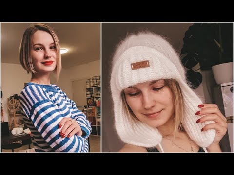 Видео: Russian knit girl в тельняшке и ушанке | Пух норки | Листья Кучинелли