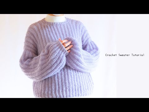 Видео: Как связать крючком свитер с рукавами-фонариками