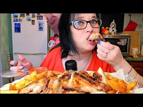 Видео: Мукбанг | Курица на углях и картофель по деревенски | Обжор Асмр