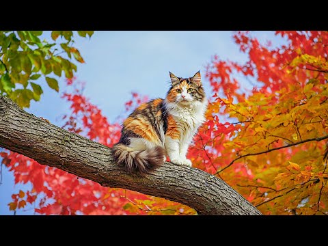 Видео: Расслабляющая музыка для кошек 🐱 Мягкие осенние мелодии помогают кошкам заснуть🎵