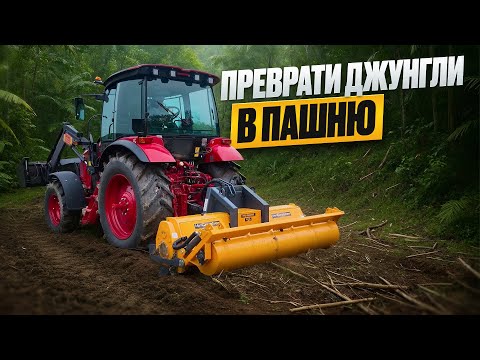 Видео: Преврати джунгли в пашню ! Беларус-1523 с мульчером и ротоватором